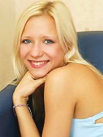 Angel on blue couch