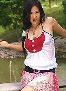 Busty Thai Cutie Nancy Ho Strips Dress Outdoors