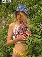 Blonde in blue hat